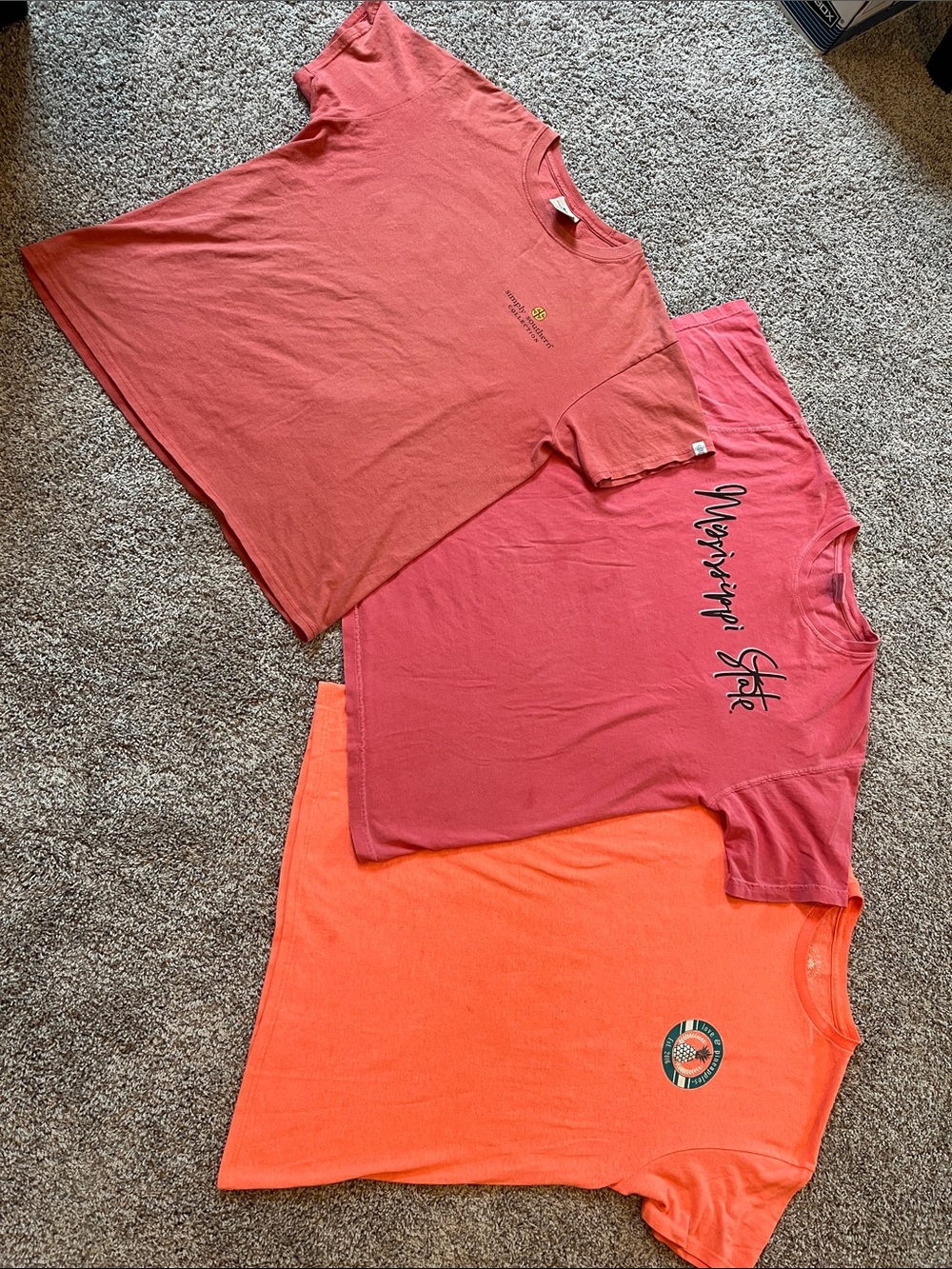Life Is Good Coral and Pink Short Sleeve Graphic Tees